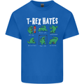 T-Rex Hates Funny Dinosaurs Jurassic Gym Mens Cotton T-Shirt Tee Top Royal Blue