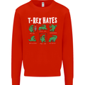 T-Rex Hates Funny Dinosaurs Jurassic Gym Mens Sweatshirt Jumper Bright Red
