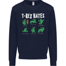 T-Rex Hates Funny Dinosaurs Jurassic Gym Mens Sweatshirt Jumper Navy Blue