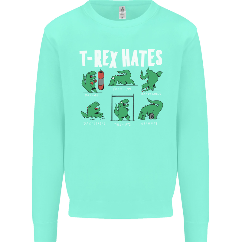 T-Rex Hates Funny Dinosaurs Jurassic Gym Mens Sweatshirt Jumper Peppermint
