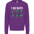T-Rex Hates Funny Dinosaurs Jurassic Gym Mens Sweatshirt Jumper Purple