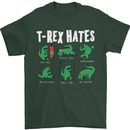 T-Rex Hates Funny Dinosaurs Jurassic Gym Mens T-Shirt Cotton Gildan Forest Green