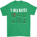 T-Rex Hates Funny Dinosaurs Jurassic Gym Mens T-Shirt Cotton Gildan Irish Green