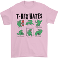 T-Rex Hates Funny Dinosaurs Jurassic Gym Mens T-Shirt Cotton Gildan Light Pink