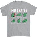 T-Rex Hates Funny Dinosaurs Jurassic Gym Mens T-Shirt Cotton Gildan Sports Grey