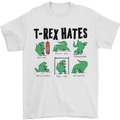 T-Rex Hates Funny Dinosaurs Jurassic Gym Mens T-Shirt Cotton Gildan White