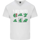 T-Rex Hates Funny Dinosaurs Jurassic Gym Mens V-Neck Cotton T-Shirt White