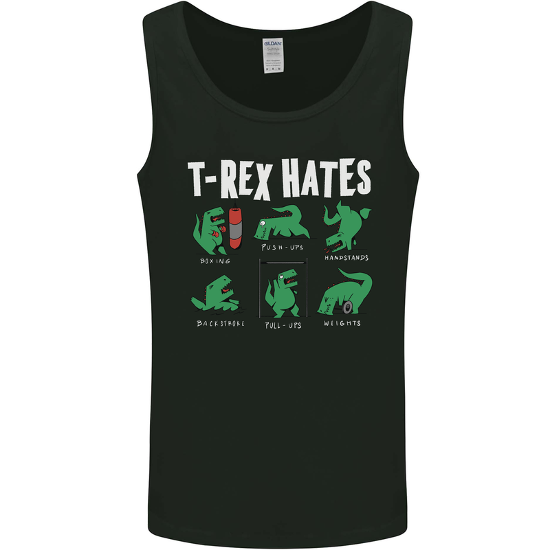 T-Rex Hates Funny Dinosaurs Jurassic Gym Mens Vest Tank Top Black