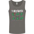 T-Rex Hates Funny Dinosaurs Jurassic Gym Mens Vest Tank Top Charcoal