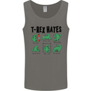 T-Rex Hates Funny Dinosaurs Jurassic Gym Mens Vest Tank Top Charcoal