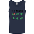 T-Rex Hates Funny Dinosaurs Jurassic Gym Mens Vest Tank Top Navy Blue