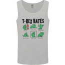 T-Rex Hates Funny Dinosaurs Jurassic Gym Mens Vest Tank Top Sports Grey