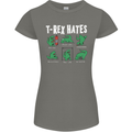 T-Rex Hates Funny Dinosaurs Jurassic Gym Womens Petite Cut T-Shirt Charcoal
