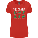 T-Rex Hates Funny Dinosaurs Jurassic Gym Womens Wider Cut T-Shirt Red