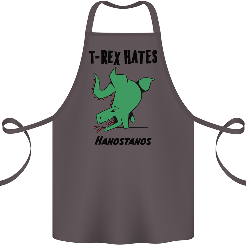 T-Rex Hates Handstands Funny Dinosaurs Cotton Apron 100% Organic Dark Grey