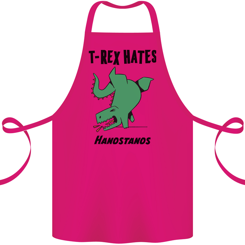 T-Rex Hates Handstands Funny Dinosaurs Cotton Apron 100% Organic Pink