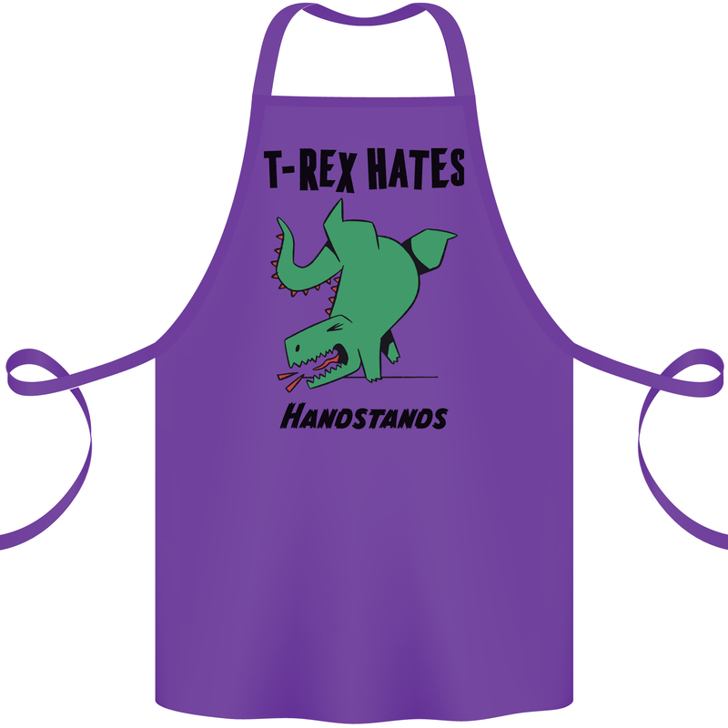 T-Rex Hates Handstands Funny Dinosaurs Cotton Apron 100% Organic Purple