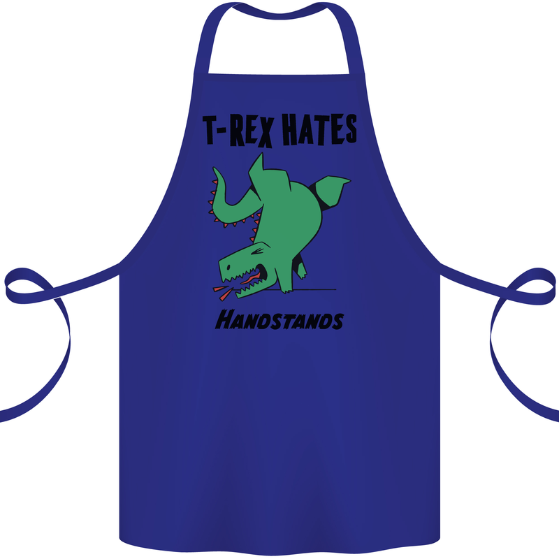 T-Rex Hates Handstands Funny Dinosaurs Cotton Apron 100% Organic Royal Blue