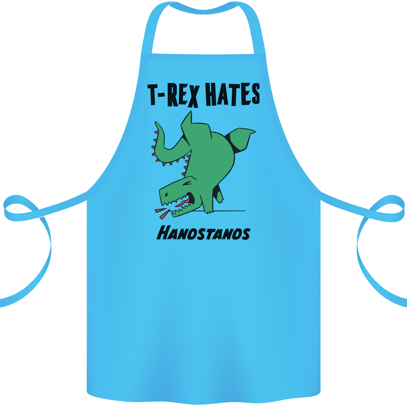 T-Rex Hates Handstands Funny Dinosaurs Cotton Apron 100% Organic Turquoise