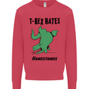 T-Rex Hates Handstands Funny Dinosaurs Kids Sweatshirt Jumper Heliconia