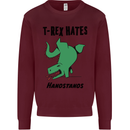 T-Rex Hates Handstands Funny Dinosaurs Kids Sweatshirt Jumper Maroon