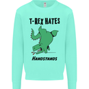 T-Rex Hates Handstands Funny Dinosaurs Kids Sweatshirt Jumper Peppermint