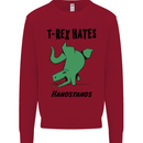 T-Rex Hates Handstands Funny Dinosaurs Kids Sweatshirt Jumper Red