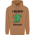 T-Rex Hates Handstands Funny Dinosaurs Mens 80% Cotton Hoodie Caramel Latte