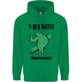 T-Rex Hates Handstands Funny Dinosaurs Mens 80% Cotton Hoodie Irish Green