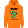 T-Rex Hates Handstands Funny Dinosaurs Mens 80% Cotton Hoodie Orange