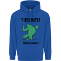 T-Rex Hates Handstands Funny Dinosaurs Mens 80% Cotton Hoodie Royal Blue
