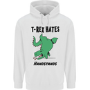 T-Rex Hates Handstands Funny Dinosaurs Mens 80% Cotton Hoodie White