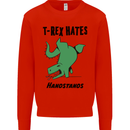 T-Rex Hates Handstands Funny Dinosaurs Mens Sweatshirt Jumper Bright Red