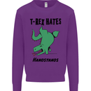 T-Rex Hates Handstands Funny Dinosaurs Mens Sweatshirt Jumper Purple