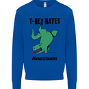 T-Rex Hates Handstands Funny Dinosaurs Mens Sweatshirt Jumper Royal Blue