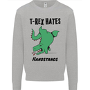 T-Rex Hates Handstands Funny Dinosaurs Mens Sweatshirt Jumper Sports Grey