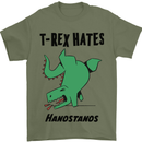 T-Rex Hates Handstands Funny Dinosaurs Mens T-Shirt Cotton Gildan Military Green
