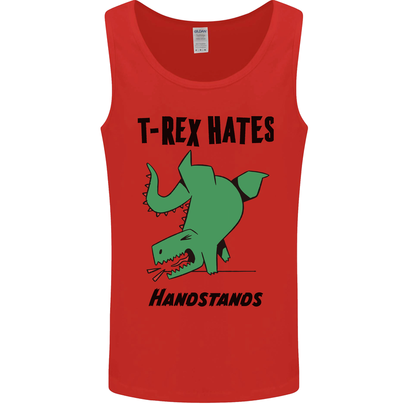 T-Rex Hates Handstands Funny Dinosaurs Mens Vest Tank Top Red