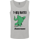 T-Rex Hates Handstands Funny Dinosaurs Mens Vest Tank Top Sports Grey