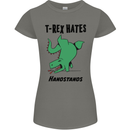 T-Rex Hates Handstands Funny Dinosaurs Womens Petite Cut T-Shirt Charcoal