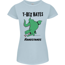 T-Rex Hates Handstands Funny Dinosaurs Womens Petite Cut T-Shirt Light Blue