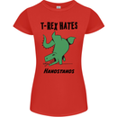 T-Rex Hates Handstands Funny Dinosaurs Womens Petite Cut T-Shirt Red