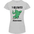 T-Rex Hates Handstands Funny Dinosaurs Womens Petite Cut T-Shirt Sports Grey