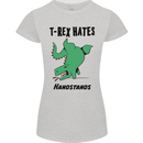 T-Rex Hates Handstands Funny Dinosaurs Womens Petite Cut T-Shirt Sports Grey
