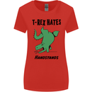 T-Rex Hates Handstands Funny Dinosaurs Womens Wider Cut T-Shirt Red