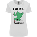 T-Rex Hates Handstands Funny Dinosaurs Womens Wider Cut T-Shirt White
