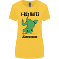 T-Rex Hates Handstands Funny Dinosaurs Womens Wider Cut T-Shirt Yellow