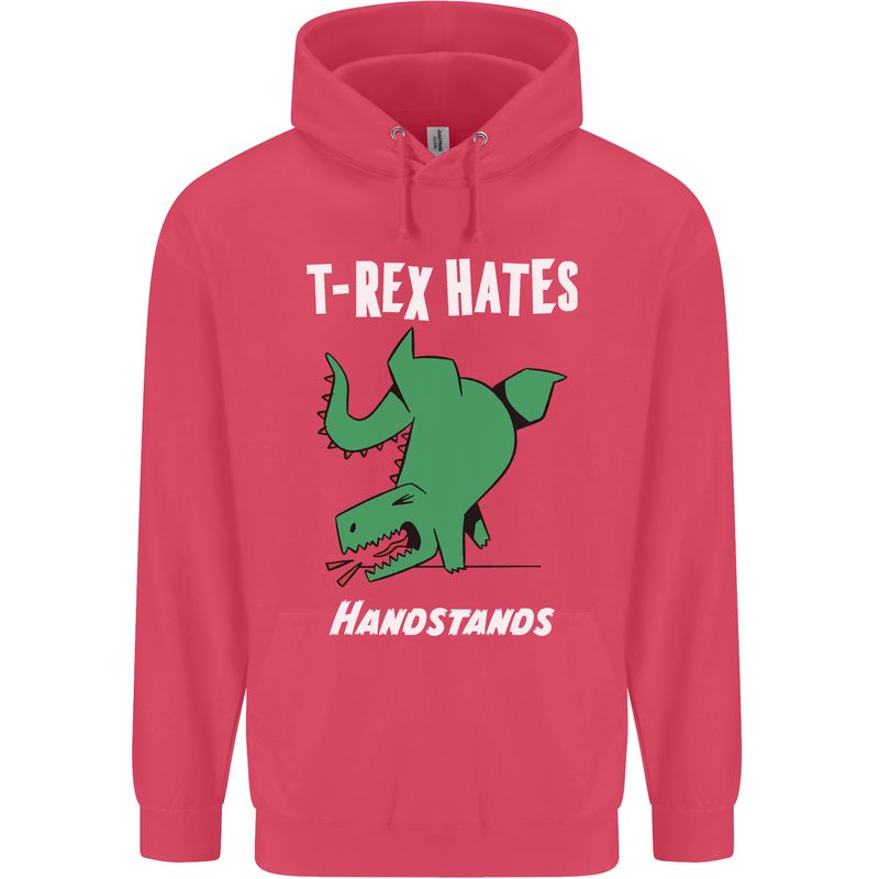 T-Rex Hates Handstands Gymnastics Dinosaur Childrens Kids Hoodie Heliconia