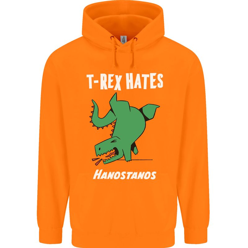 T-Rex Hates Handstands Gymnastics Dinosaur Childrens Kids Hoodie Orange