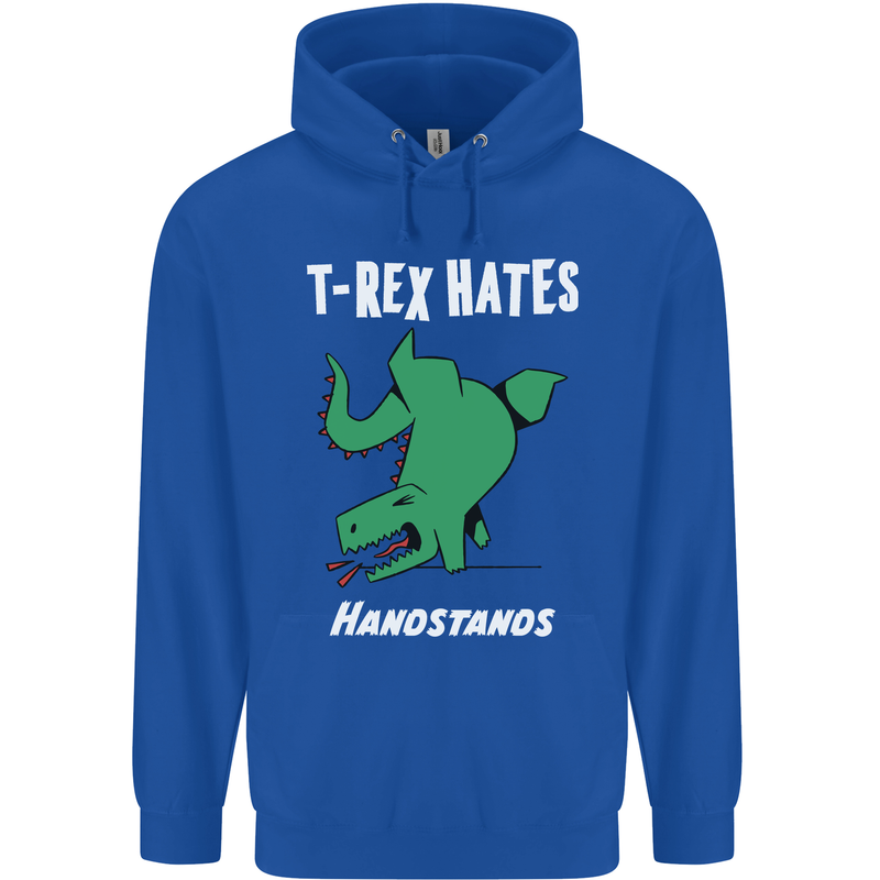T-Rex Hates Handstands Gymnastics Dinosaur Childrens Kids Hoodie Royal Blue